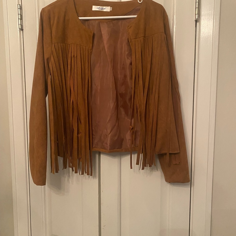 Womens jacket with fringe.